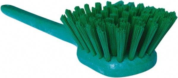 PRO-SOURCE - 1-3/4" Bristle Length, Plastic Utility Scrub Brush - 4-1/2" Long x 3-3/4" Wide Head, 20" OAL, Long Handle, Green, Foam Block - Exact Tool & Supply