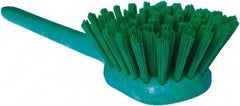 PRO-SOURCE - 1-3/4" Bristle Length, Plastic Utility Scrub Brush - 4-1/2" Long x 3-3/4" Wide Head, 20" OAL, Long Handle, Green, Foam Block - Exact Tool & Supply