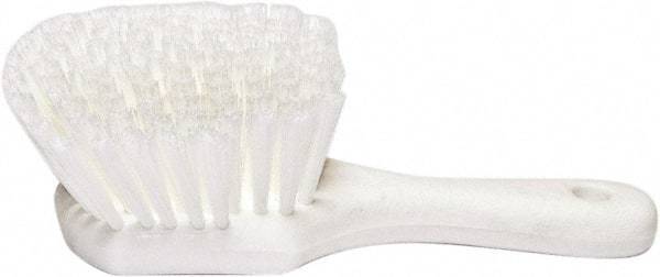 PRO-SOURCE - 1-3/4" Bristle Length, Plastic Utility Scrub Brush - 4-1/2" Long x 3-3/4" Wide Head, 8-1/2" OAL, Short Handle, White, Foam Block - Exact Tool & Supply
