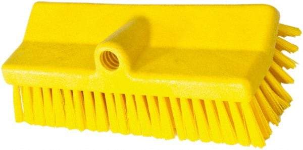 PRO-SOURCE - 1-3/4" Bristle Length, Polypropylene Food Service Brush - 10" Long x 5" Wide Head, 20" OAL, Long Handle, Yellow, Foam Block - Exact Tool & Supply