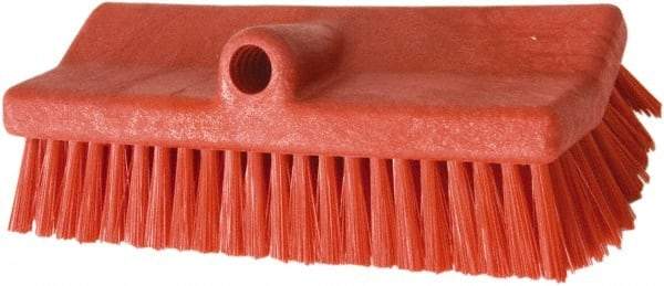 PRO-SOURCE - 1-3/4" Bristle Length, Polypropylene Food Service Brush - 10" Long x 5" Wide Head, 20" OAL, Long Handle, Red, Foam Block - Exact Tool & Supply