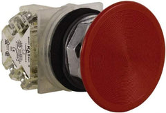 Square D - 30mm Mount Hole, Extended Mushroom Head, Pushbutton Switch Only - Round, Red Pushbutton, Nonilluminated, Momentary (MO), Dusttight, Oiltight and Watertight - Exact Tool & Supply