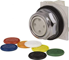 Square D - 1.18 Inch Mount Hole, Flush, Pushbutton Switch Only - Multicolored Pushbutton, Nonilluminated, Momentary (MO), Shock and Vibration Resistant - Exact Tool & Supply