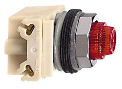 Square D - 28 V Red Lens LED Indicating Light - Round Lens, Screw Clamp Connector, 70mm OAL x 54mm Wide, Shock Resistant, Vibration Resistant - Exact Tool & Supply