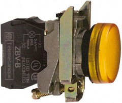 Schneider Electric - 230-240 VAC at 50/60 Hz Orange Lens LED Pilot Light - Round Lens, Screw Clamp Connector, 30mm Wide, Vibration Resistant, Water Resistant - Exact Tool & Supply