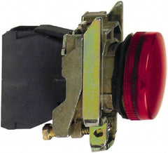 Square D - 24 VAC/VDC Red Lens LED Indicating Light - Round Lens, Screw Clamp Connector, 46.5mm OAL x 30mm Wide, Shock Resistant, Vibration Resistant - Exact Tool & Supply