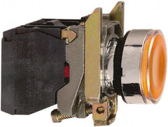 Square D - 0.87 Inch Mount Hole, Flush, Pushbutton Switch Only - Round, Orange Pushbutton, Illuminated, Momentary (MO), Shock and Vibration Resistant - Exact Tool & Supply