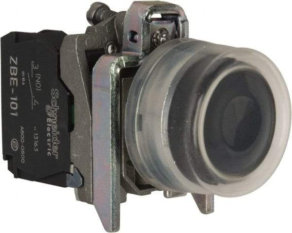 Square D - 0.87 Inch Mount Hole, Pushbutton Switch Only - Round, Black Pushbutton, Illuminated, Momentary (MO), Shock and Vibration Resistant - Exact Tool & Supply