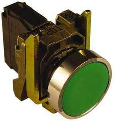 Square D - 0.87 Inch Mount Hole, Pushbutton Switch Only - Round, Green Pushbutton, Illuminated, Momentary (MO), Shock and Vibration Resistant - Exact Tool & Supply