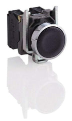 Square D - 0.87 Inch Mount Hole, Flush, Pushbutton Switch Only - Round, Black Pushbutton, Nonilluminated, Momentary (MO), Shock and Vibration Resistant - Exact Tool & Supply