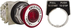 Square D - 30mm Mount Hole, Pushbutton Switch - Red Pushbutton, Maintained (MA) - Exact Tool & Supply