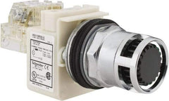 Square D - 1.18 Inch Mount Hole, Flush, Pushbutton Switch Only - Round, Green Pushbutton, Illuminated, Momentary (MO), Shock and Vibration Resistant - Exact Tool & Supply