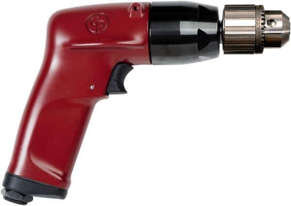 Chicago Pneumatic - 3/8" Keyed Chuck - Pistol Grip Handle, 6,000 RPM, 4.5 LPS, 7.45 CFM, 1 hp, 90 psi - Exact Tool & Supply
