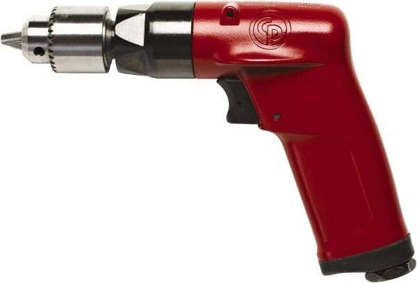 Chicago Pneumatic - 1/4" Keyed Chuck - Pistol Grip Handle, 2,400 RPM, 2.25 LPS, 4.75 CFM, 0.5 hp, 90 psi - Exact Tool & Supply