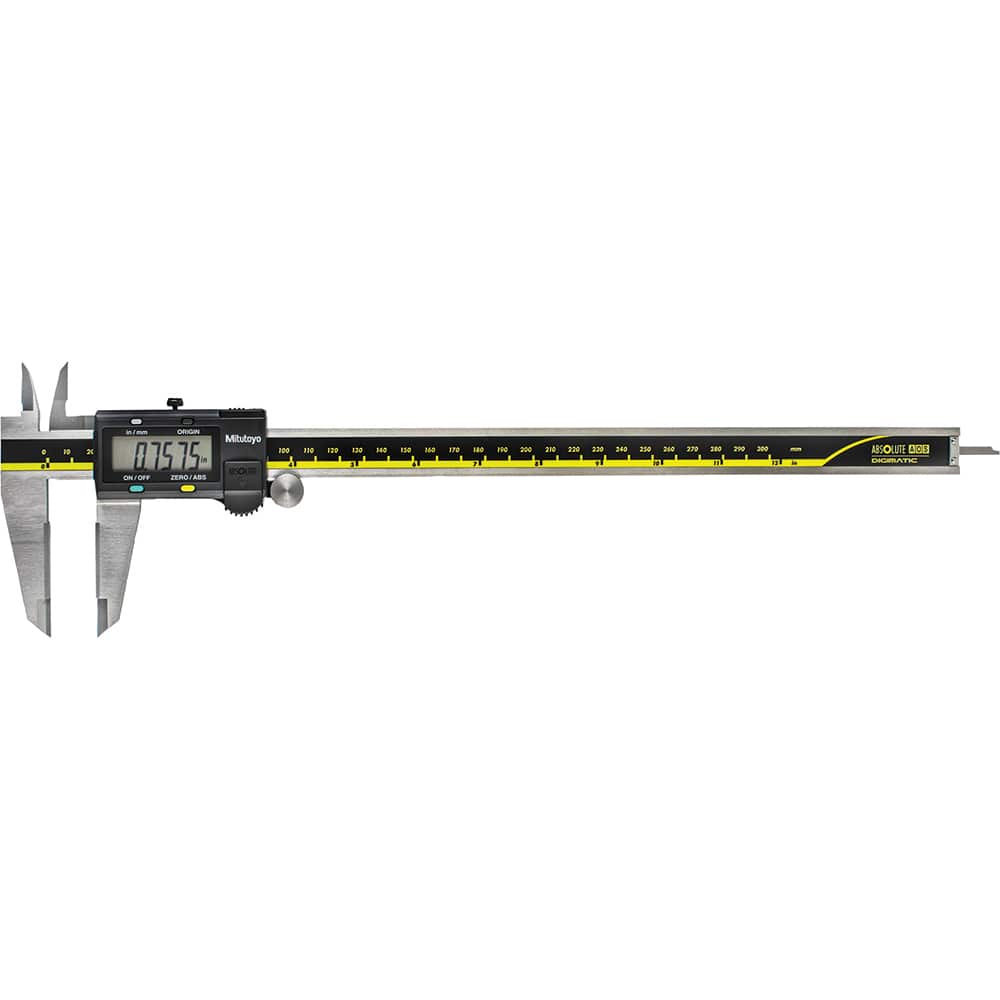 Mitutoyo - Electronic Calipers; Minimum Measurement (Decimal Inch): 0.0000 ; Maximum Measurement (Decimal Inch): 12 ; Maximum Measurement (mm): 300.00 ; Accuracy Plus/Minus (Decimal Inch): 0.0015 ; Resolution (Decimal Inch): 0.0005 ; Resolution (mm): 0.0 - Exact Tool & Supply