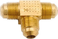 ANDERSON METALS - 1/2" Tube OD, 45° Lead Free Brass Flared Tube Union Tee - Flare x Flare x Flare Ends - Exact Tool & Supply