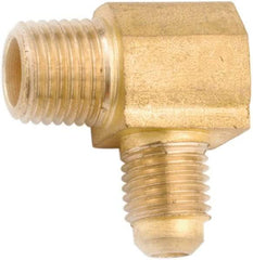 ANDERSON METALS - 5/8" Tube OD, 45° Lead Free Brass Flared Tube Male Elbow - 3/8 NPT, Flare x MNPT Ends - Exact Tool & Supply