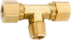ANDERSON METALS - 3/8" OD, Lead Free Brass Male Branch Tee - 200 Max Working psi, Comp x Comp x MNPT Ends - Exact Tool & Supply