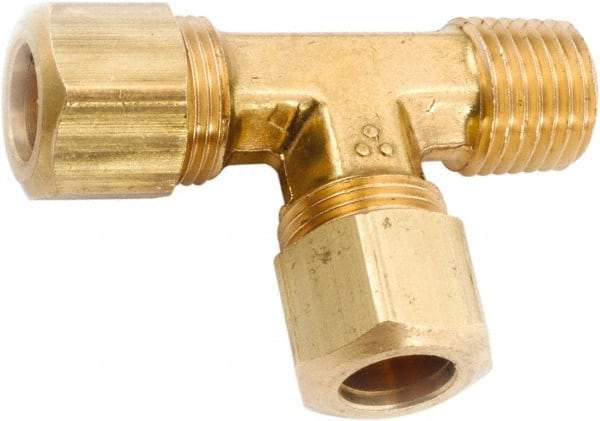 ANDERSON METALS - 3/8" OD, Lead Free Brass Male Run Tee - 200 Max Working psi, Comp x MNPT x Comp Ends - Exact Tool & Supply