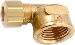 ANDERSON METALS - 1/4" OD, Lead Free Brass Female Elbow - 300 Max Working psi, Comp x FNPT Ends - Exact Tool & Supply