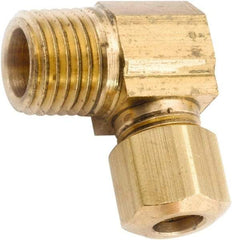 ANDERSON METALS - 3/8" OD, Lead Free Brass Male Elbow - 200 Max Working psi, Comp x MNPT Ends - Exact Tool & Supply