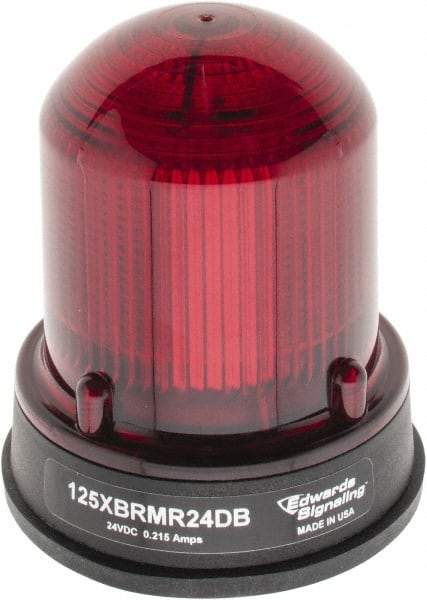 Edwards Signaling - 24 VDC, 4X NEMA Rated, LED, Red, Flashing, Steady Light - 65 Flashes per min, 3/4 Inch Pipe, 3-1/4 Inch Diameter, 3-7/8 Inch High, Panel Mount, Pipe Mount - Exact Tool & Supply