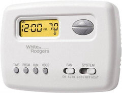 White-Rodgers - 45 to 90°F, 1 Heat, 1 Cool, Digital Programmable Thermostat - 20 to 30 Volts, Horizontal Mount, Manual Switch - Exact Tool & Supply