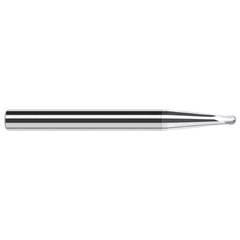 Harvey Tool - Ball End Mills; Mill Diameter (mm): 0.80 ; Mill Diameter (Inch): 1/32 ; Mill Diameter (Decimal Inch): 0.0310 ; Number of Flutes: 2 ; Length of Cut (Decimal Inch): 0.0250 ; Material: Solid Carbide - Exact Tool & Supply