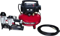 Porter-Cable - 0.80 HP, 2.6 SCFM at 90 psi Pancake Finish/Nailer Combo - 6 Gallon Tank, 10 Amp, 150 Max psi, 120V - Exact Tool & Supply