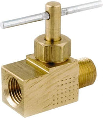 ANDERSON METALS - 1/4" Pipe, Inline Metal Seat Needle Valve - Brass Seal, MIP x FIP Ends, Lead Free Brass Valve, 150 Max psi - Exact Tool & Supply
