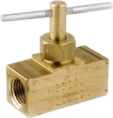 ANDERSON METALS - 1/4" Pipe, Inline Metal Seat Needle Valve - Brass Seal, Female x Female Ends, Lead Free Brass Valve, 150 Max psi - Exact Tool & Supply