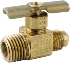 ANDERSON METALS - 1/4 x 1/4" Pipe, Inline Metal Seat Needle Valve - Brass Seal, FL x MIP Ends, Lead Free Brass Valve, 150 Max psi - Exact Tool & Supply