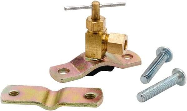 ANDERSON METALS - 1/4" Pipe, Angled Metal Seat Needle Valve - Brass Seal, Compression x Saddle Valve Ends, Lead Free Brass Valve, 150 Max psi - Exact Tool & Supply