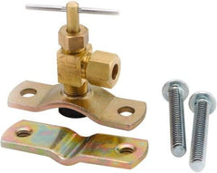 ANDERSON METALS - 1/4" Pipe, Angled Metal Seat Needle Valve - Brass Seal, Compression x Saddle Valve Ends, Lead Free Brass Valve, 150 Max psi - Exact Tool & Supply