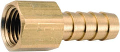 ANDERSON METALS - 3/8 NPT Thread Hose Barb x Female NPT Connector - 3/8" ID Hose, Lead Free Brass - Exact Tool & Supply
