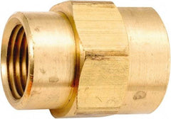 ANDERSON METALS - 1/2-14 x 1/8-27 Female Thread, Lead Free Brass Industrial Pipe Coupling - FNPT, 1,000 psi - Exact Tool & Supply