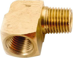 ANDERSON METALS - 1/8-27 Male Thread x 1/8-27 Female Thread, Lead Free Brass Industrial Pipe 90° Long Street Elbow - MNPT x FNPT, 1,000 psi - Exact Tool & Supply