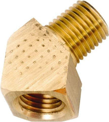 ANDERSON METALS - 1/2-14 Male Thread x 1/2-14 Female Thread, Lead Free Brass Industrial Pipe 45° Street Elbow - MNPT x FNPT, 1,000 psi - Exact Tool & Supply