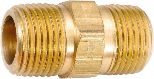 ANDERSON METALS - 1-11 Male Thread, Lead Free Brass Industrial Pipe Hex Nipple - MNPT, 1,000 psi - Exact Tool & Supply