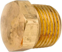 ANDERSON METALS - 3/4-14 Male Thread, Lead Free Brass Industrial Pipe Hex Head Plug - MNPT, 1,000 psi - Exact Tool & Supply