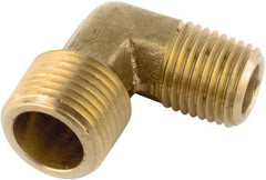 ANDERSON METALS - 1/4-18 x 1/8-27 Male Thread, Lead Free Brass Industrial Pipe 90° Male Elbow - MNPT, 1,000 psi - Exact Tool & Supply