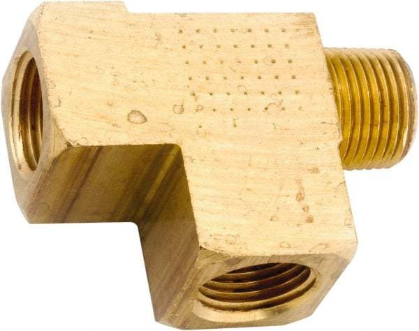 ANDERSON METALS - 1/4-18 Male Thread x 1/4-18 Female Thread, Lead Free Brass Industrial Pipe Street Tee - MNPT x FNPT, 1,000 psi - Exact Tool & Supply