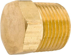 ANDERSON METALS - 1/2-14 Male Thread, Lead Free Brass Industrial Pipe Hex Head Plug - MNPT, 1,000 psi - Exact Tool & Supply