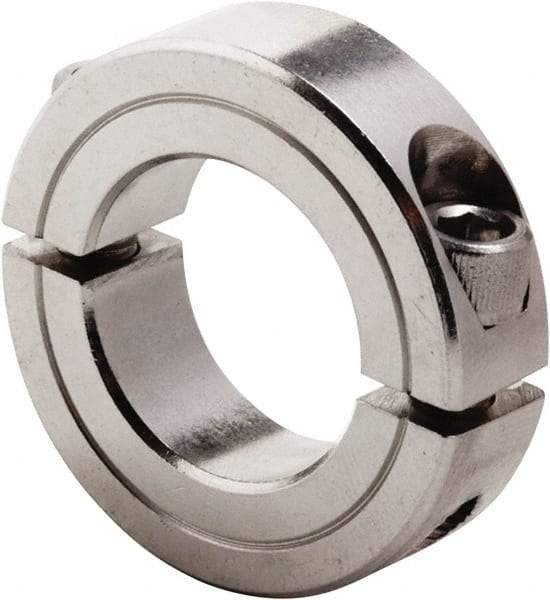 Climax Metal Products - 3-7/16" Bore, Stainless Steel, Two Piece Clamp Collar - 4-3/4" Outside Diam, 7/8" Wide - Exact Tool & Supply