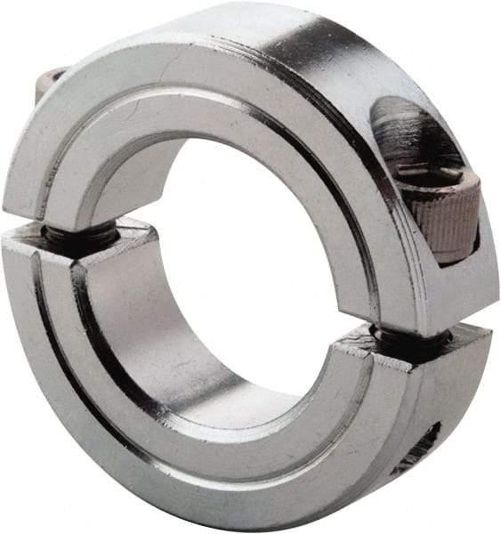 Climax Metal Products - 1/8" Bore, Steel, Two Piece Clamp Collar - 11/16" Outside Diam, 5/16" Wide - Exact Tool & Supply