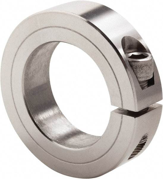 Climax Metal Products - 3-3/16" Bore, Stainless Steel, One Piece Clamp Collar - 4-1/2" Outside Diam, 7/8" Wide - Exact Tool & Supply
