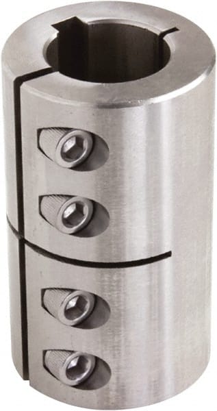 Climax Metal Products - 40mm Inside x 77mm Outside Diam, One Piece Split Clamping Collar with Keyway - Exact Tool & Supply