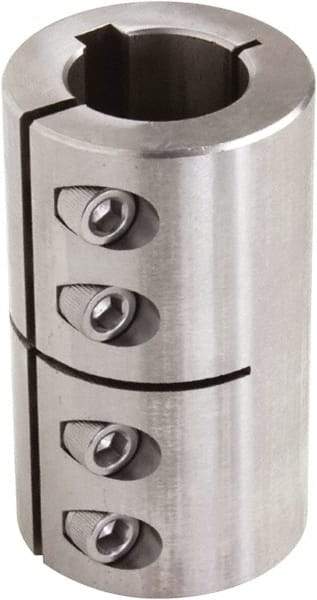 Climax Metal Products - 10mm Inside x 29mm Outside Diam, One Piece Split Clamping Collar with Keyway - 45mm Long x 3mm Keyway Width x 1.8mm Keyway Depth - Exact Tool & Supply