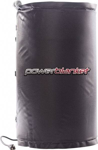 Powerblanket - 14" Wide, 15 Gallon Wrap-Around Drum Heater - 120 Volt, 160 Watts to 320 Watts, 0.5 Amps, 0°F to 100°F Thermostat Rating - Exact Tool & Supply