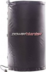 Powerblanket - 14" Wide, 15 Gallon Wrap-Around Drum Heater - 120 Volt, 160 Watts to 320 Watts, 0.5 Amps, 0°F to 100°F Thermostat Rating - Exact Tool & Supply
